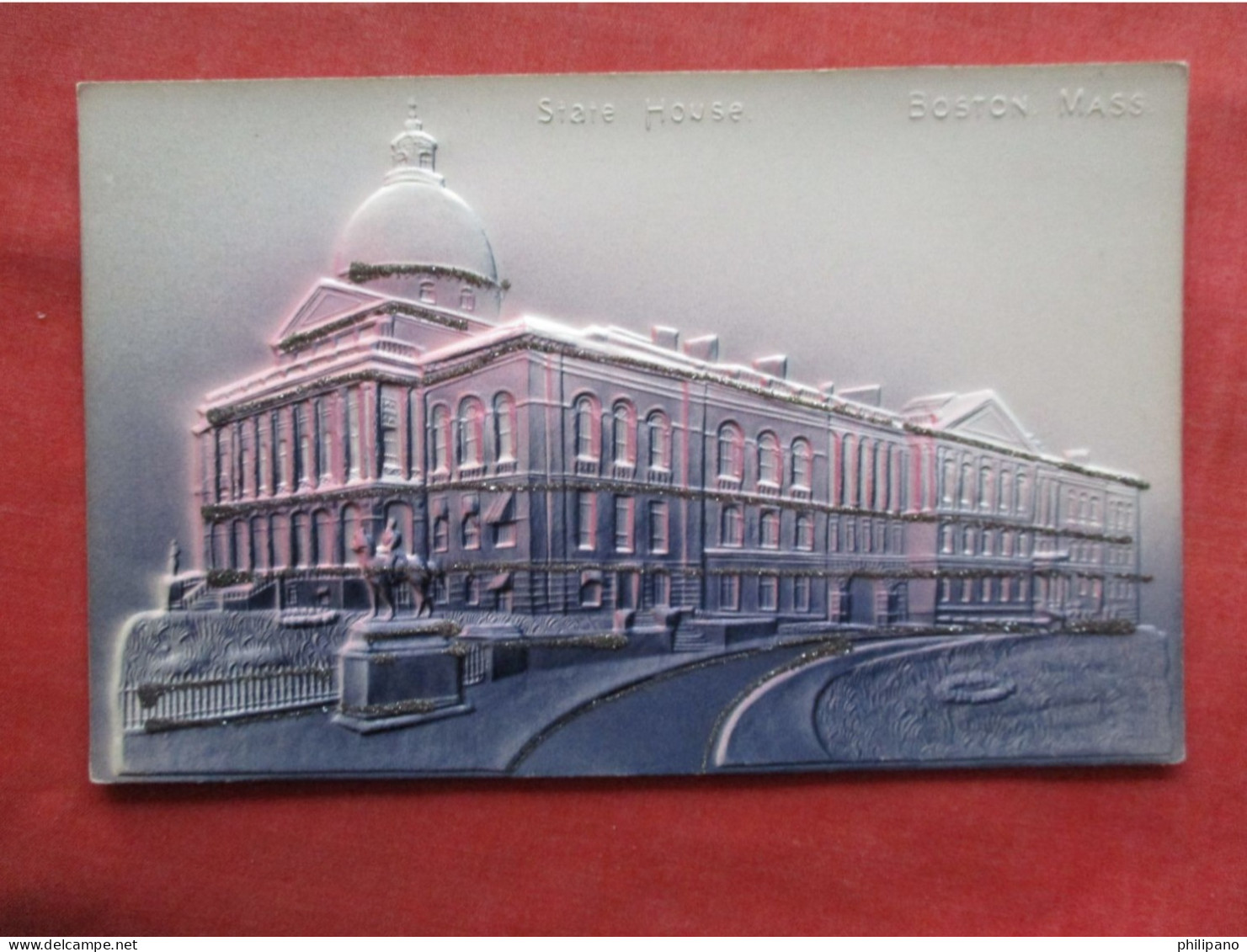 Embossed. Glitter  Added-------State House.   Boston  Massachusetts > Boston Ref 6355 - Boston