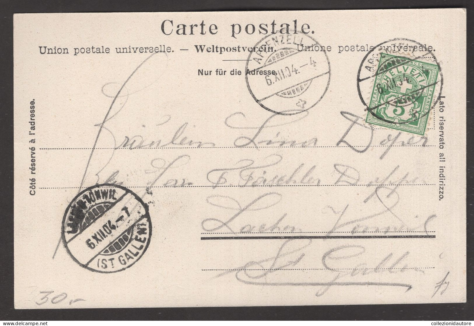 SWITZERLAND - ZUR BLEICHE APPENZELL - CARTOLINA FP SPEDITA IL 06.12.1904 TIMBRO DI APPENZELL - ST GALLEN - Appenzell