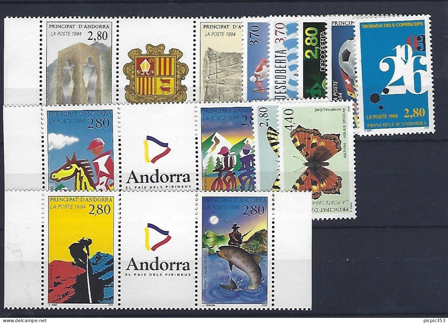 Andorre Année Complète 1994 ** Poste 441 à 453 - Ganze Jahrgänge