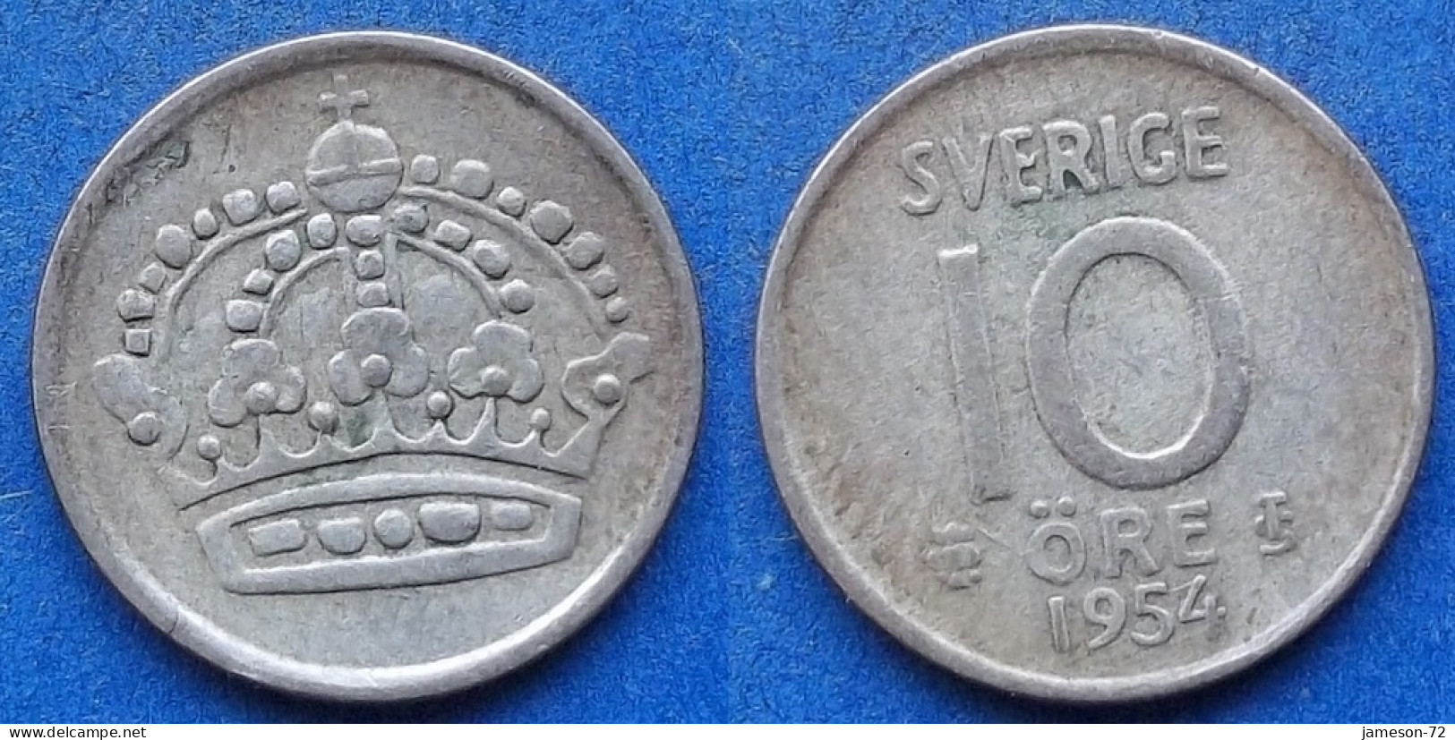 SWEDEN - Silver 10 öre 1954 TS KM# 823 Gustav VI Adolf (1950-1973) - Edelweiss Coins - Suède