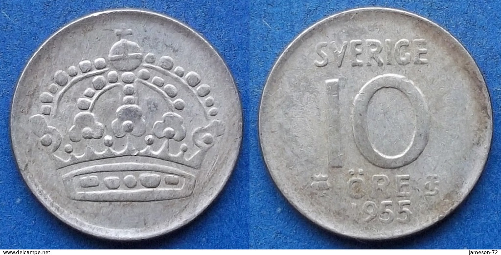 SWEDEN - Silver 10 öre 1955 TS KM# 823 Gustav VI Adolf (1950-1973) - Edelweiss Coins - Suède