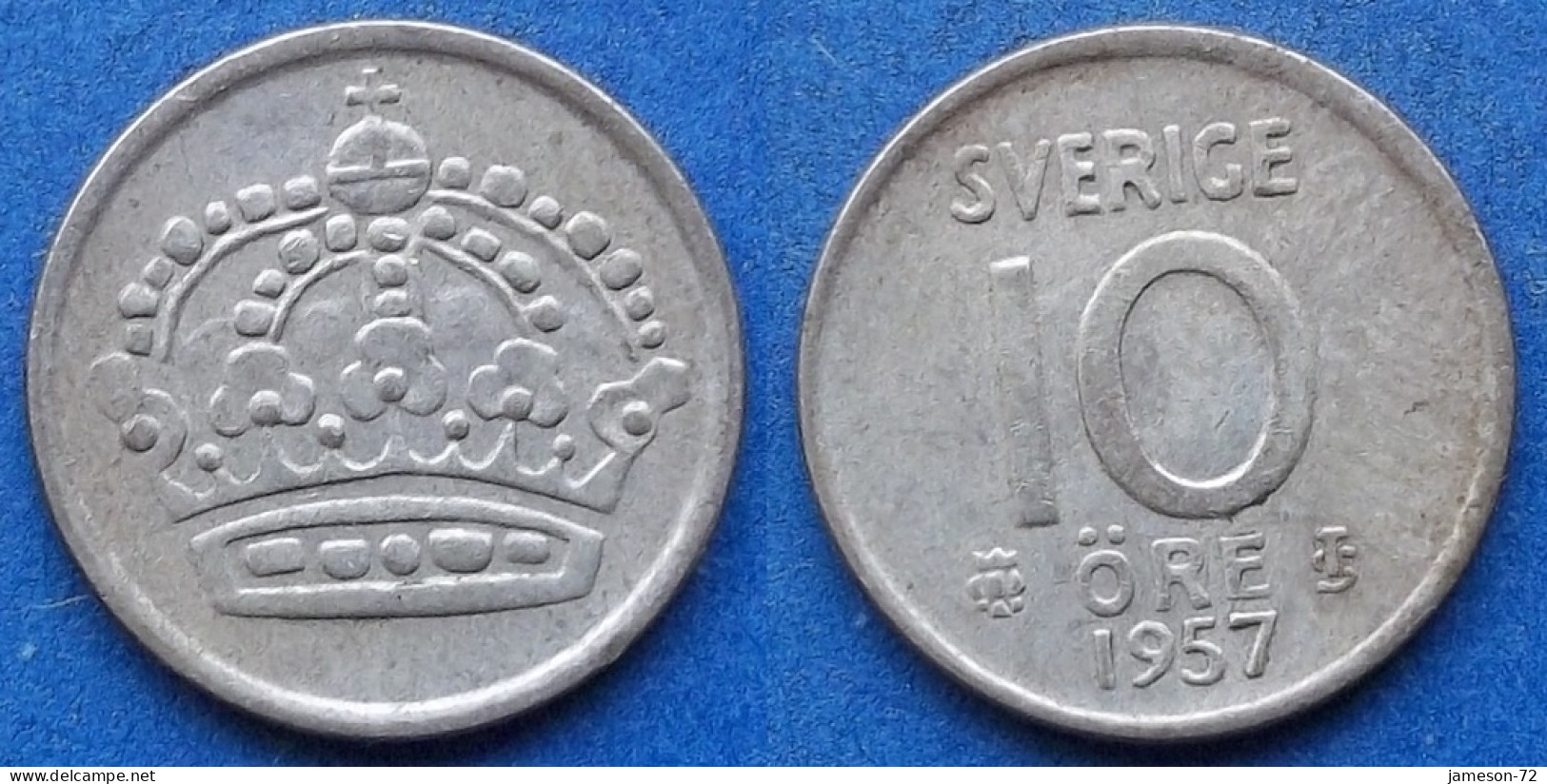 SWEDEN - Silver 10 öre 1957 TS KM# 823 Gustav VI Adolf (1950-1973) - Edelweiss Coins - Suède