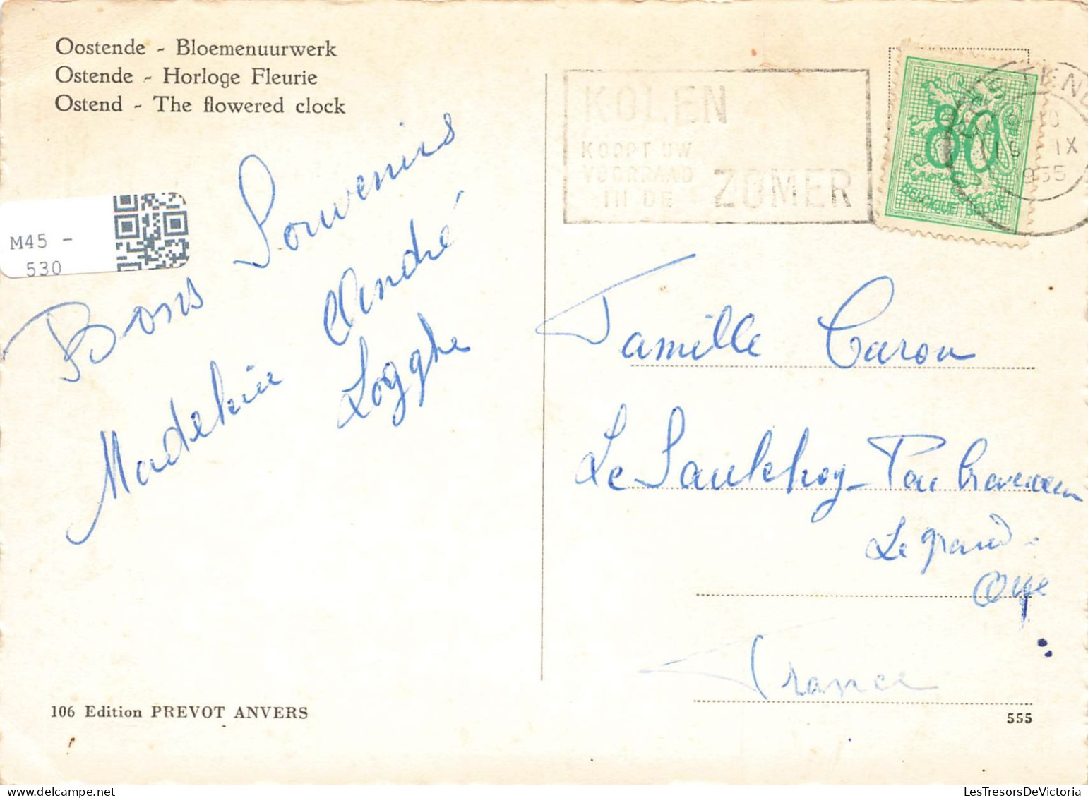 BELGIQUE - Ostende - Horloge Fleurie - Carte Postale - Oostende