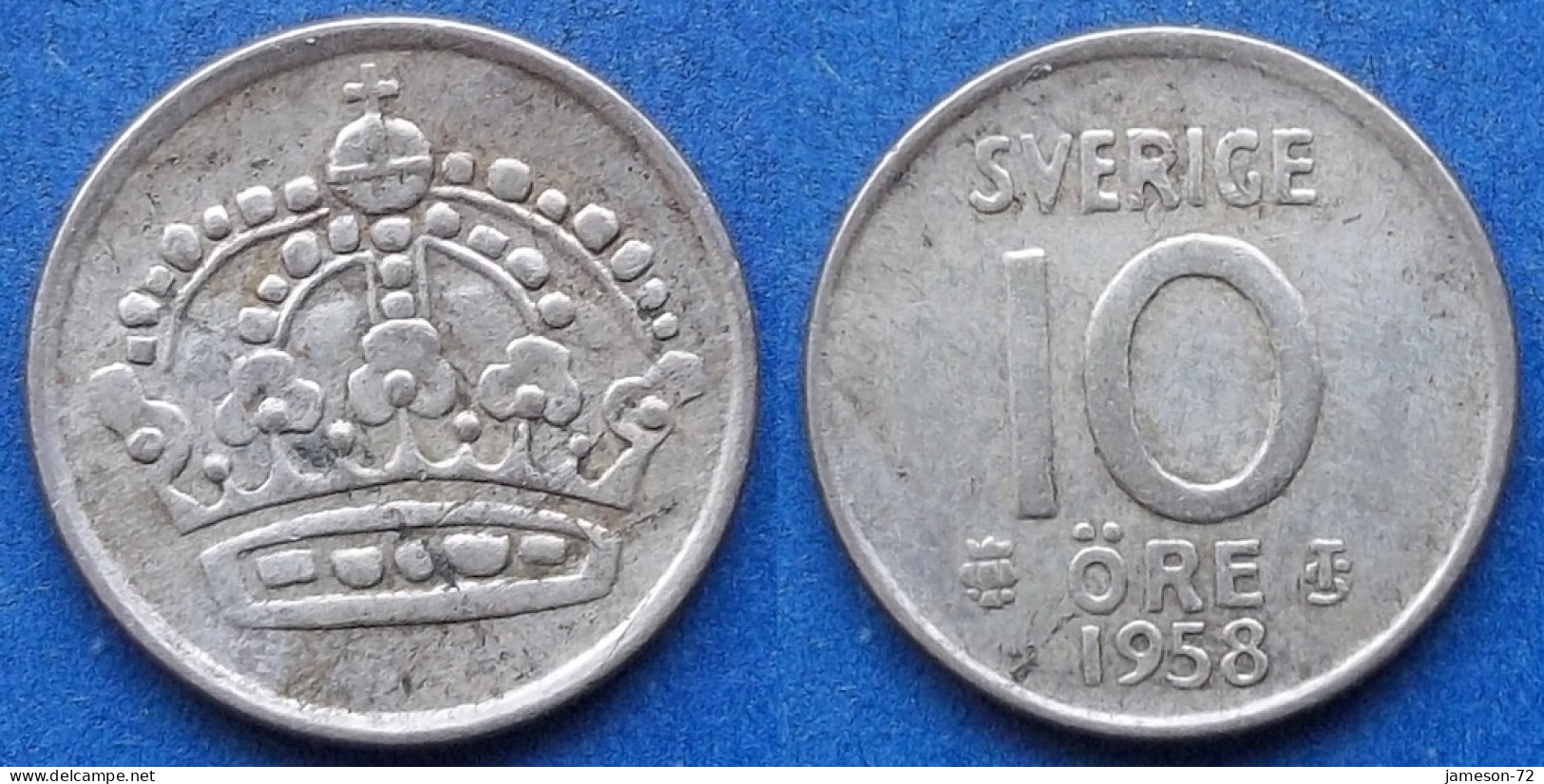 SWEDEN - Silver 10 öre 1958 TS KM# 823 Gustav VI Adolf (1950-1973) - Edelweiss Coins - Suède