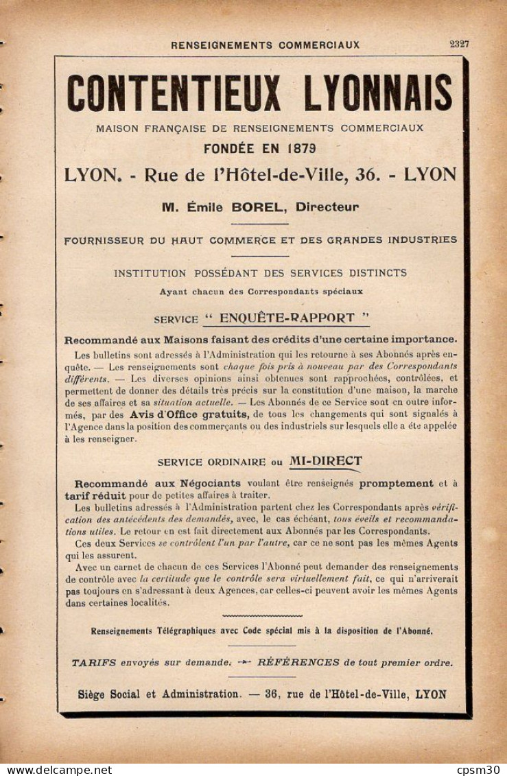 PUB 1921 - Ressort Et Fourniture Pour Manufacturier & Marchands Terry Londres, Contentieux Lyonnais Borel - Pubblicitari