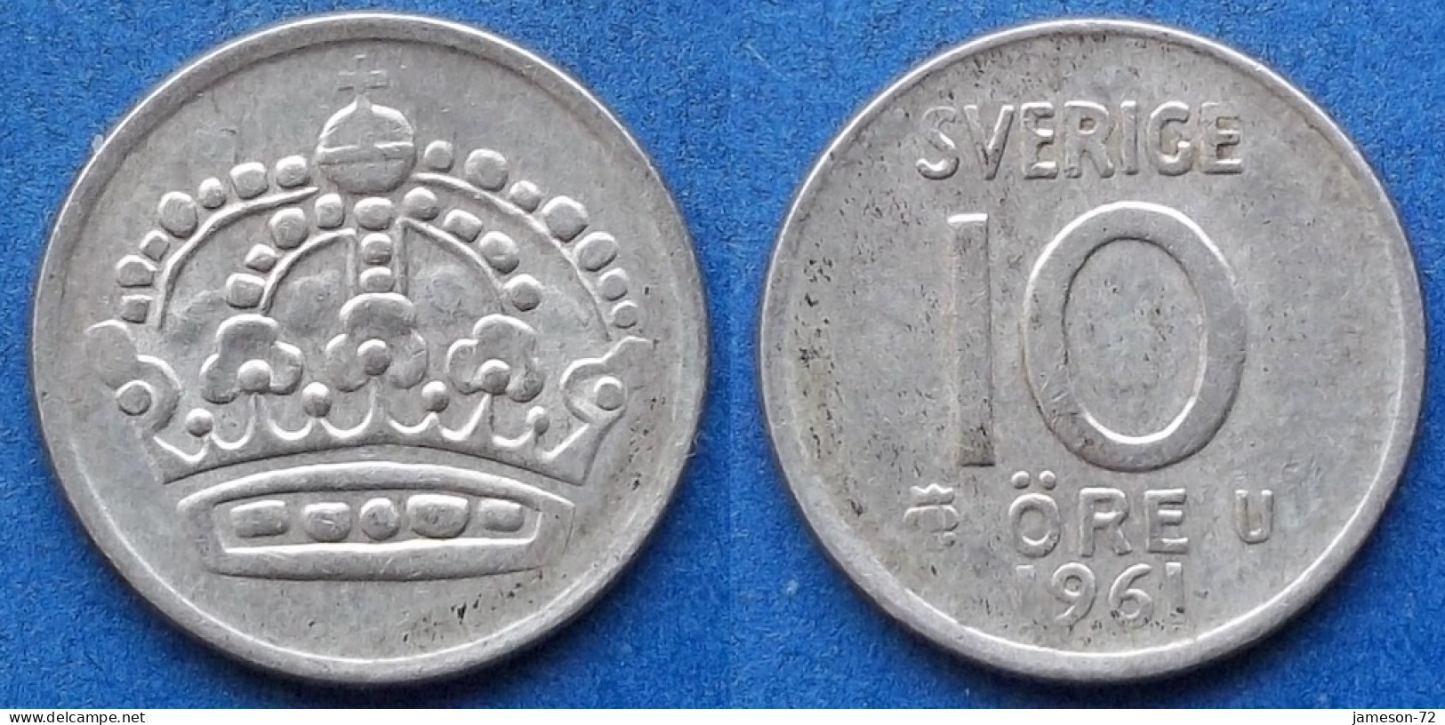 SWEDEN - Silver 10 öre 1961 U KM# 823 Gustav VI Adolf (1950-1973) - Edelweiss Coins - Suède