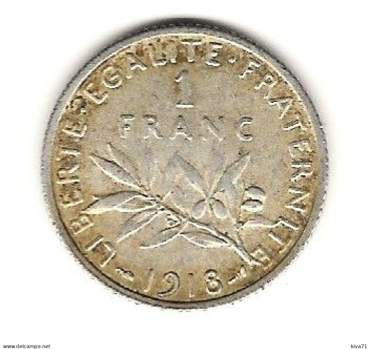 1 Franc  "Semeuse  " 1918 ARGENT   TTB+ - 1 Franc