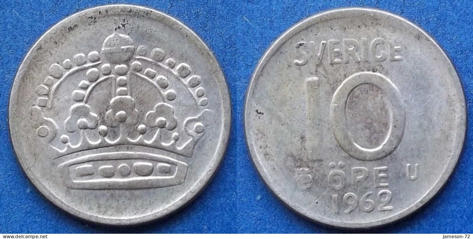 SWEDEN - Silver 10 öre 1962 U KM# 823 Gustav VI Adolf (1950-1973) - Edelweiss Coins - Suède