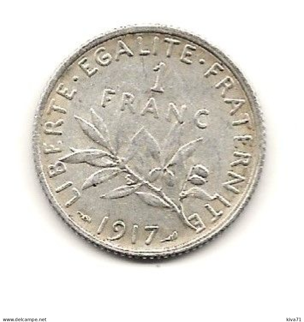 1 Franc  "Semeuse  " 1917 ARGENT   TTB+ - 1 Franc