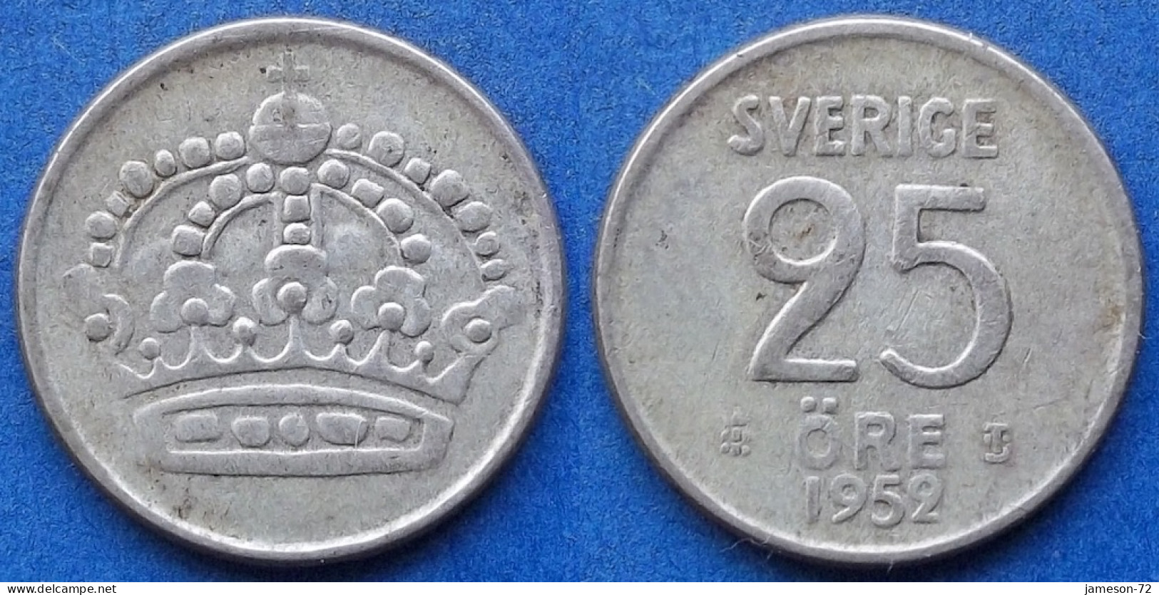 SWEDEN - Silver 25 öre 1952 TS KM# 824 Gustav VI Adolf (1950-1973) - Edelweiss Coins - Suède