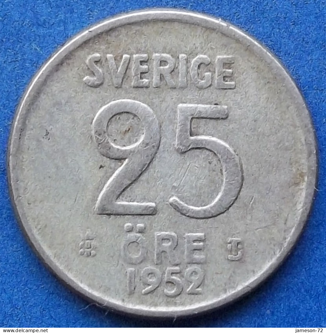 SWEDEN - Silver 25 öre 1952 TS KM# 824 Gustav VI Adolf (1950-1973) - Edelweiss Coins - Suède