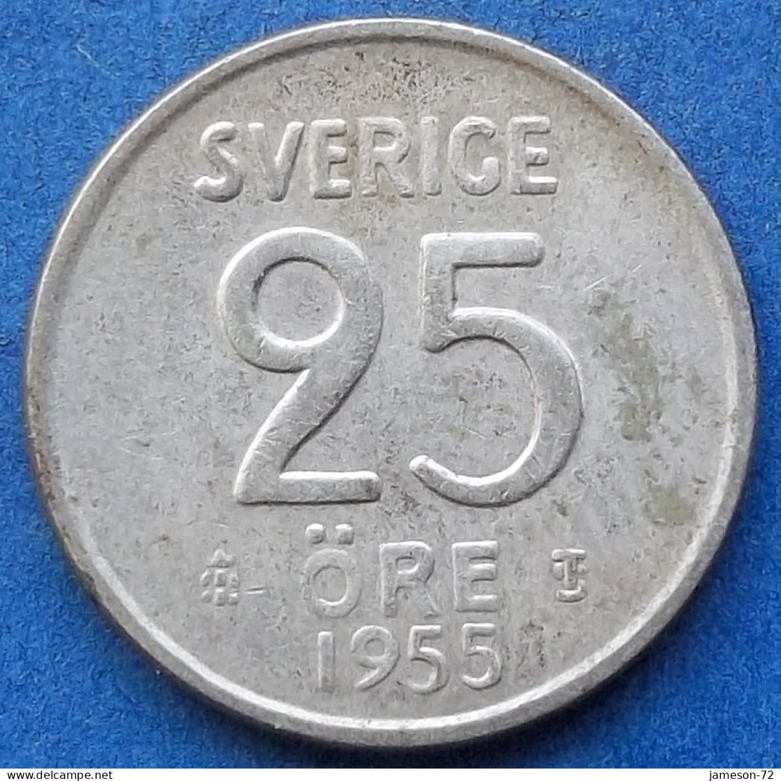 SWEDEN - Silver 25 öre 1955 TS KM# 824 Gustav VI Adolf (1950-1973) - Edelweiss Coins - Suède