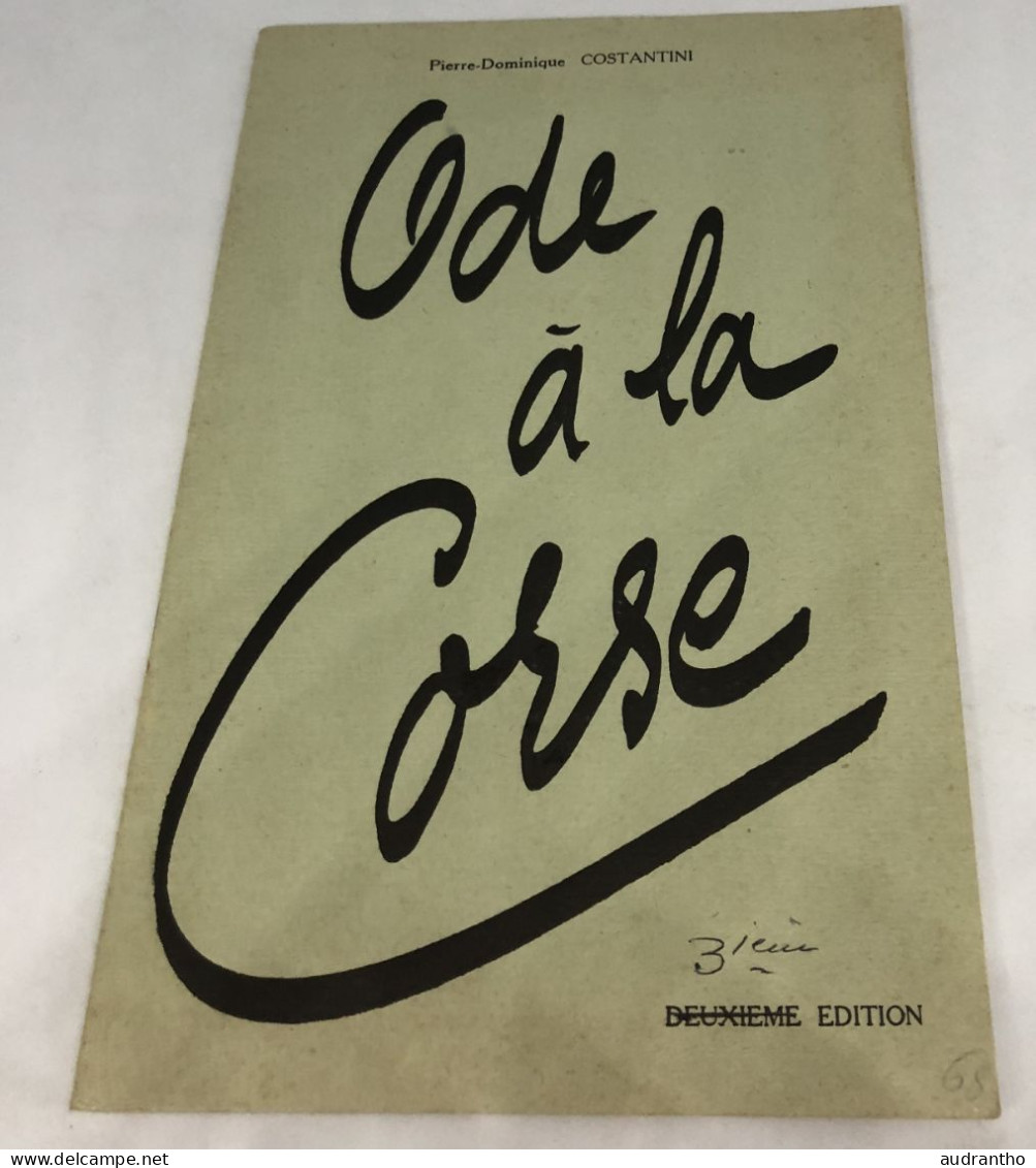 Rare Livre ODE A LA CORSE 3ème édition Costantini 1952 - Corse
