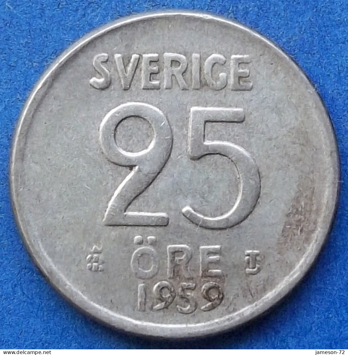 SWEDEN - Silver 25 öre 1959 TS KM# 824 Gustav VI Adolf (1950-1973) - Edelweiss Coins - Suède