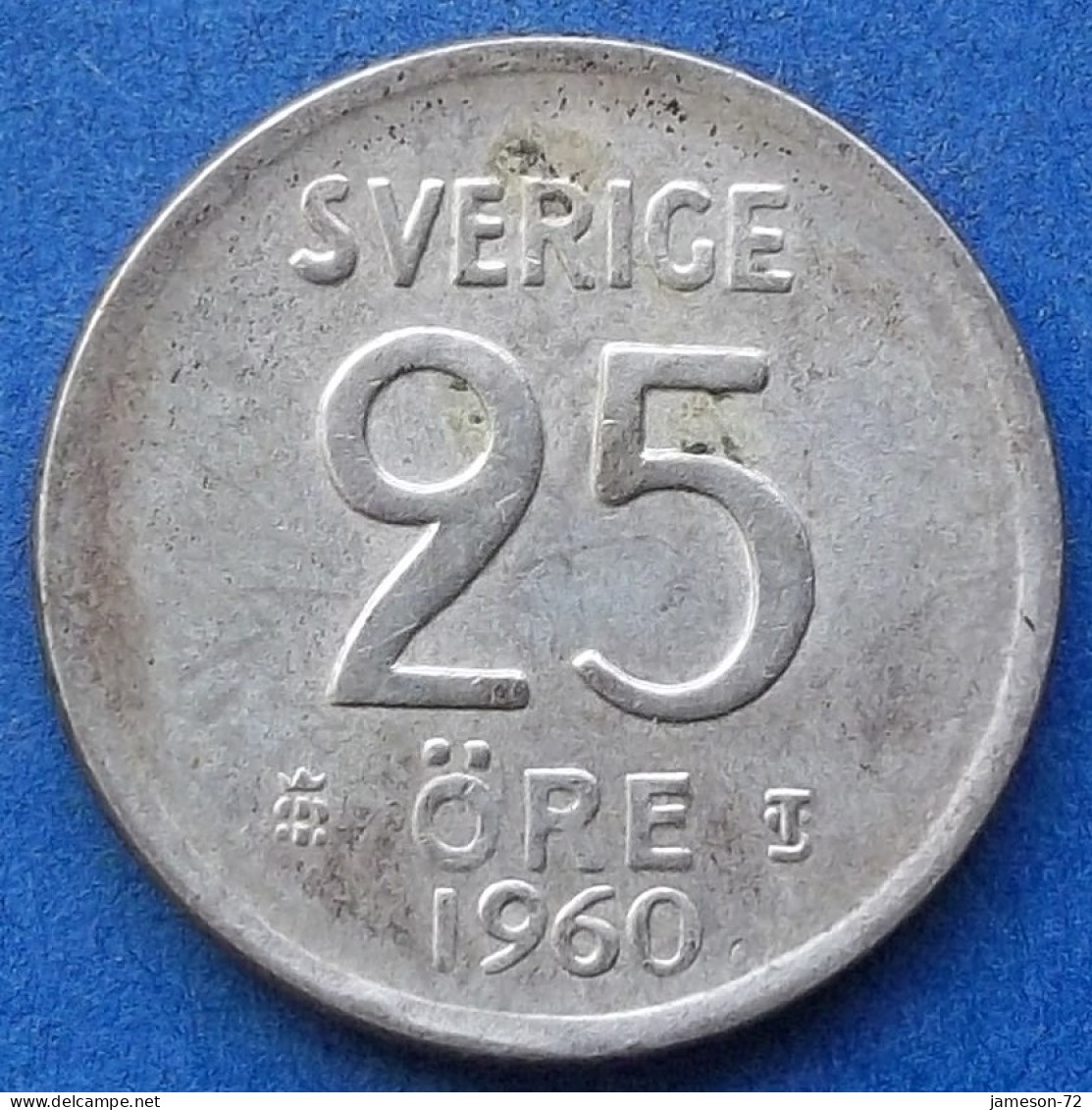 SWEDEN - Silver 25 öre 1960 TS KM# 824 Gustav VI Adolf (1950-1973) - Edelweiss Coins - Suède