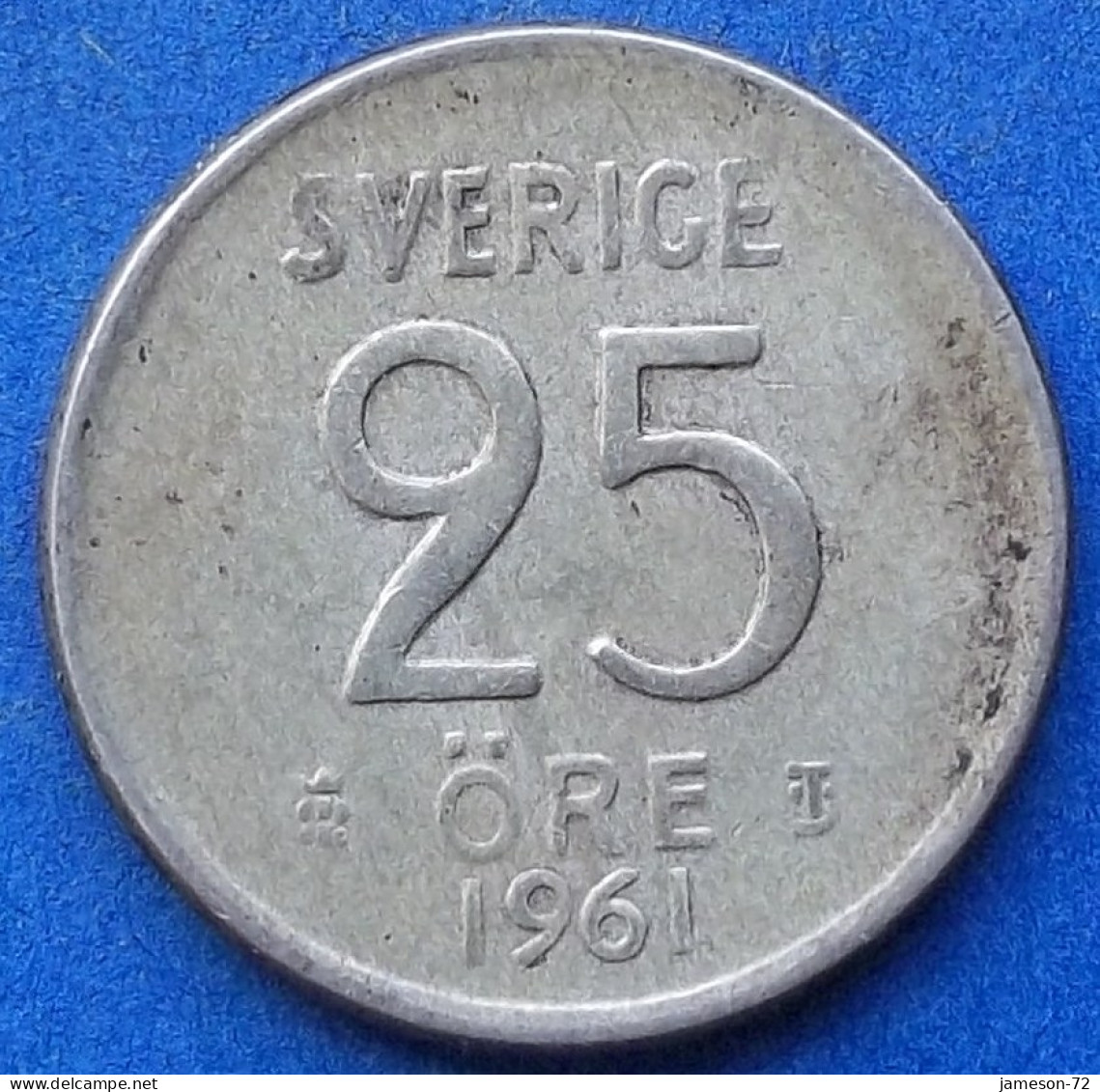 SWEDEN - Silver 25 öre 1961 TS KM# 824 Gustav VI Adolf (1950-1973) - Edelweiss Coins - Suède