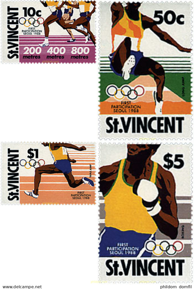 726789 HINGED SAN VICENTE 1988 24 JUEGOS OLIMPICOS VERANO SEUL 1988 - St.Vincent (1979-...)