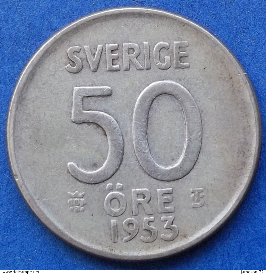 SWEDEN - Silver 50 öre 1953 TS KM# 825 Gustav VI Adolf (1950-1973) - Edelweiss Coins - Suède