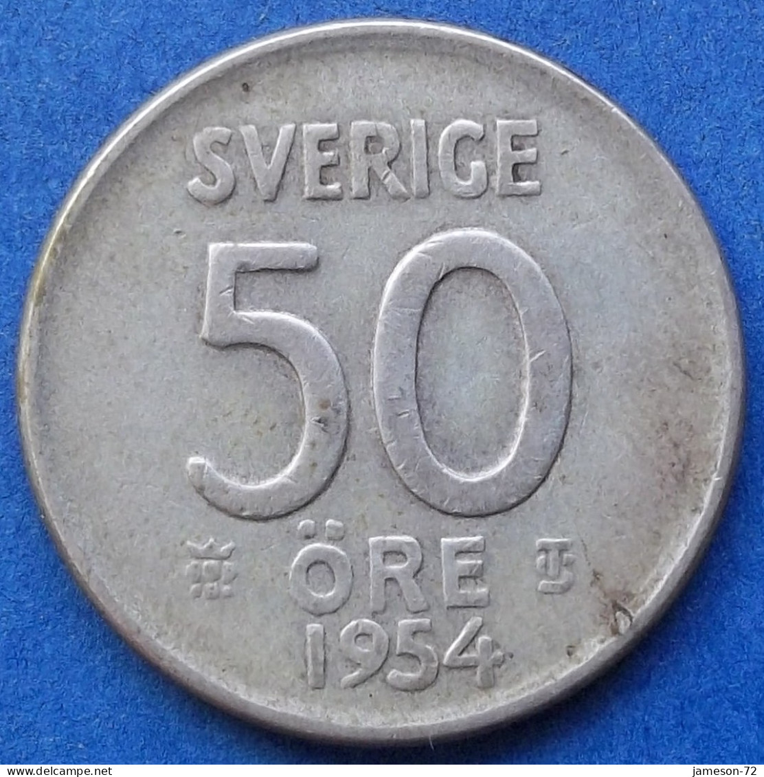 SWEDEN - Silver 50 öre 1954 TS KM# 825 Gustav VI Adolf (1950-1973) - Edelweiss Coins - Suède
