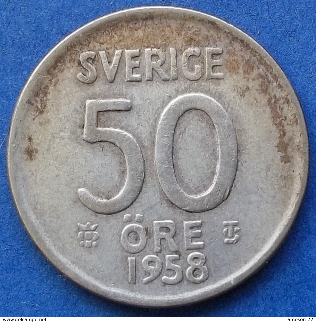 SWEDEN - Silver 50 öre 1958 TS KM# 825 Gustav VI Adolf (1950-1973) - Edelweiss Coins - Suède