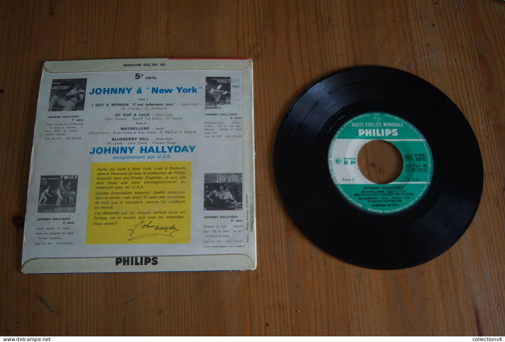 JOHNNY HALLYDAY JOHNNY A NEW YORK EP 1962 VARIANTE  RAY CHARLES CHUCK BERRY GENE VINCENT VALEUR+ - 45 T - Maxi-Single