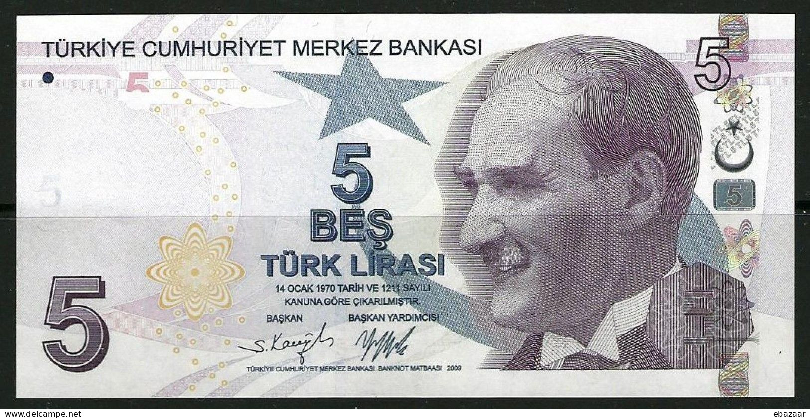 Turkey 1970 / 2009 Banknote 5 Lira Türk Lirası P-222f UNC - Turquie