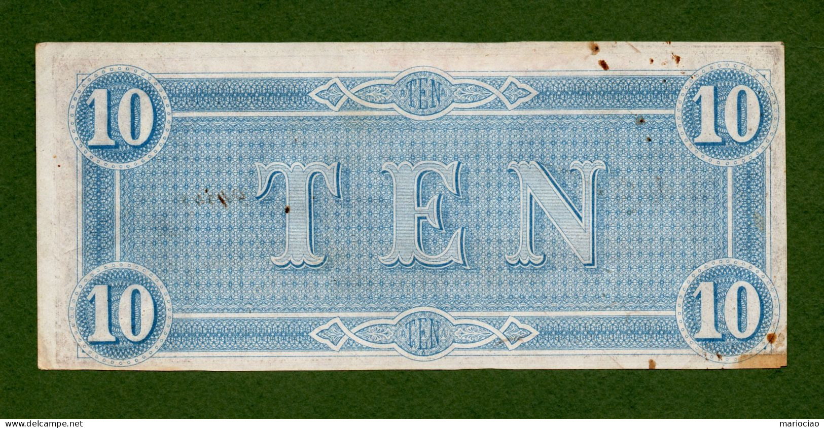 USA Note Civil War Confederate Note $10 Richmond February 17, 1864 N.94348 - Valuta Della Confederazione (1861-1864)