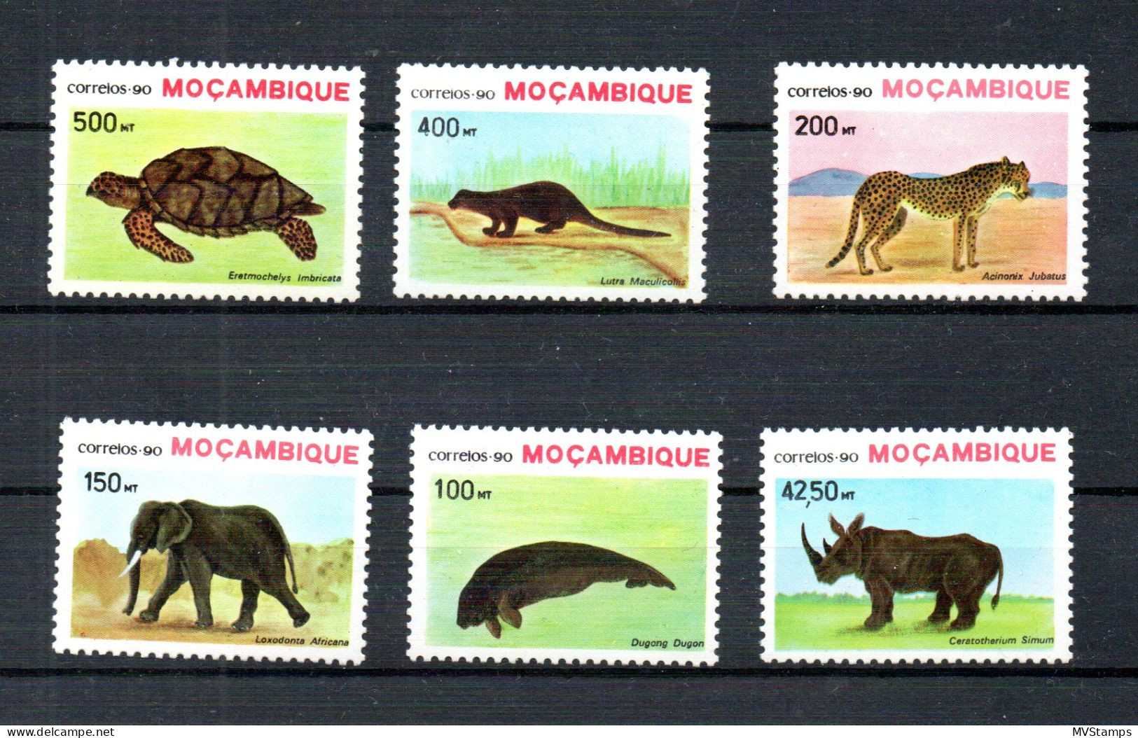 Mozambique 1990 Set Animal (Turtle/Rino/Dugong) Stamps (Michel 1209/14) Nice MNH - Mozambique