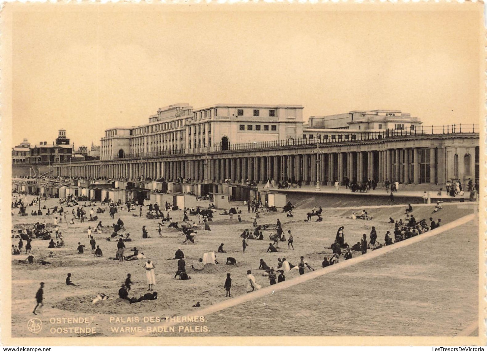 BELGIQUE - Ostende - Palais Des Thermes - Animé - Cabines - Carte Postale Ancienne - Oostende