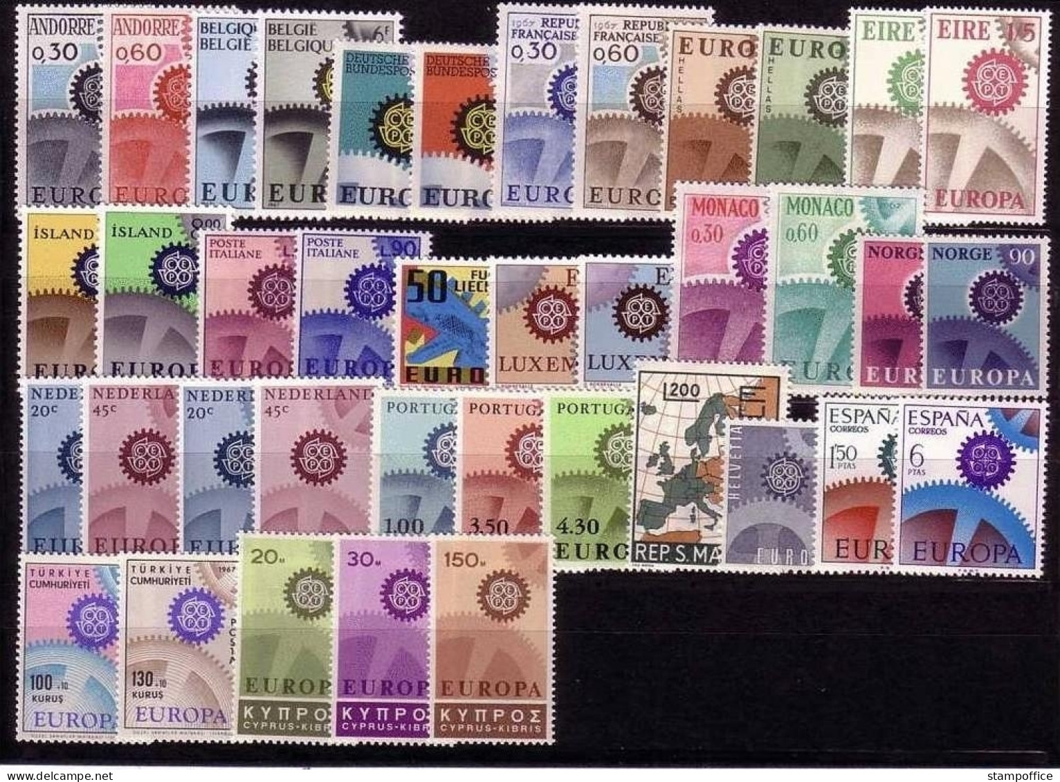 EUROPA CEPT JAHRGANG 1967 POSTFRISCH(MINT) 39 WERTE ZAHNRÄDER - 1967