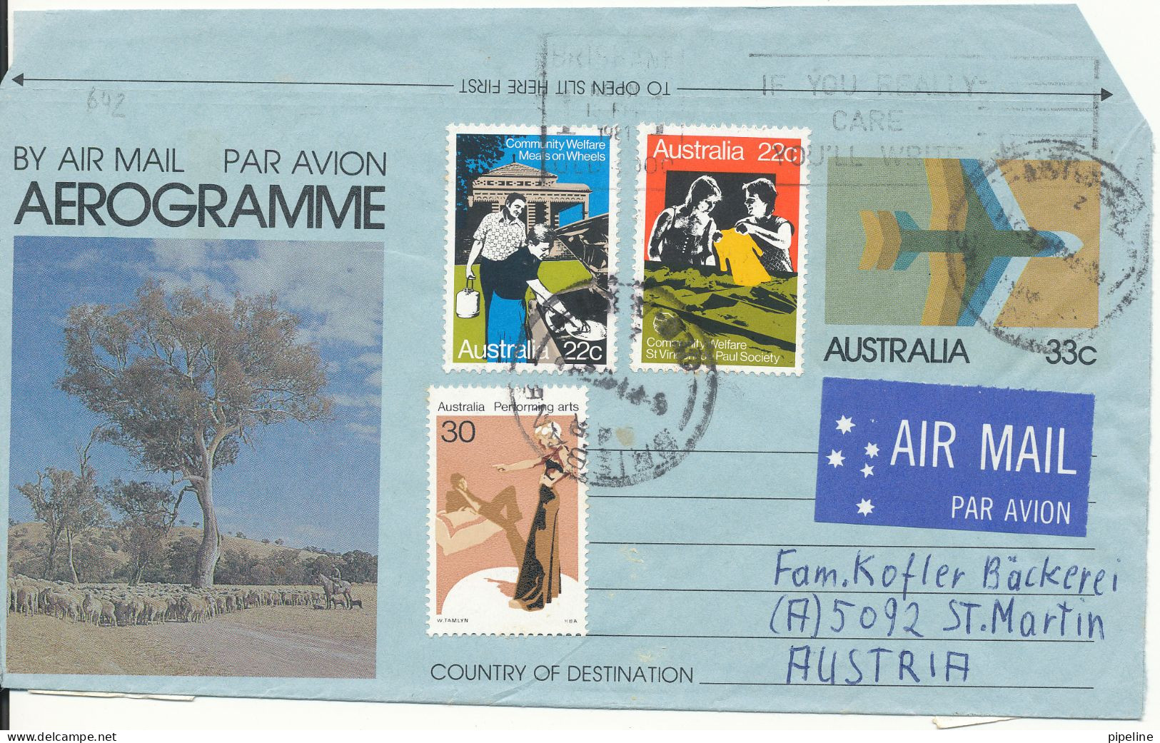 Australia Uprated Aerogramme Sent To Austria 13-2-1981 - Luchtpostbladen