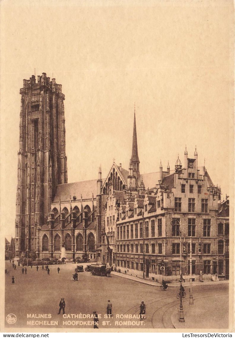 BELGIQUE - Malines - Cathédrale St Rombaut - Voitures - Animé - Carte Postale Ancienne - Mechelen