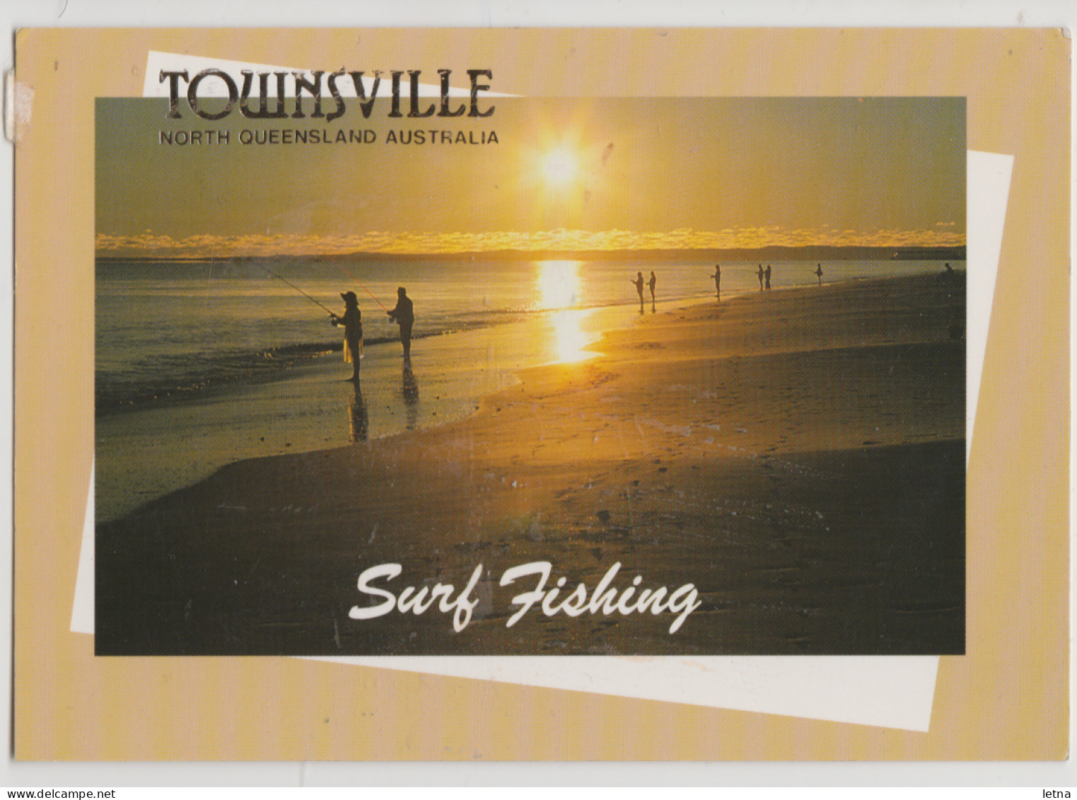 Australia QUEENSLAND QLD Surf Fishing Overprinted TOWNSVILLE Murray Views W511 Postcard 1993 Pmk 45c Train Stamp - Townsville