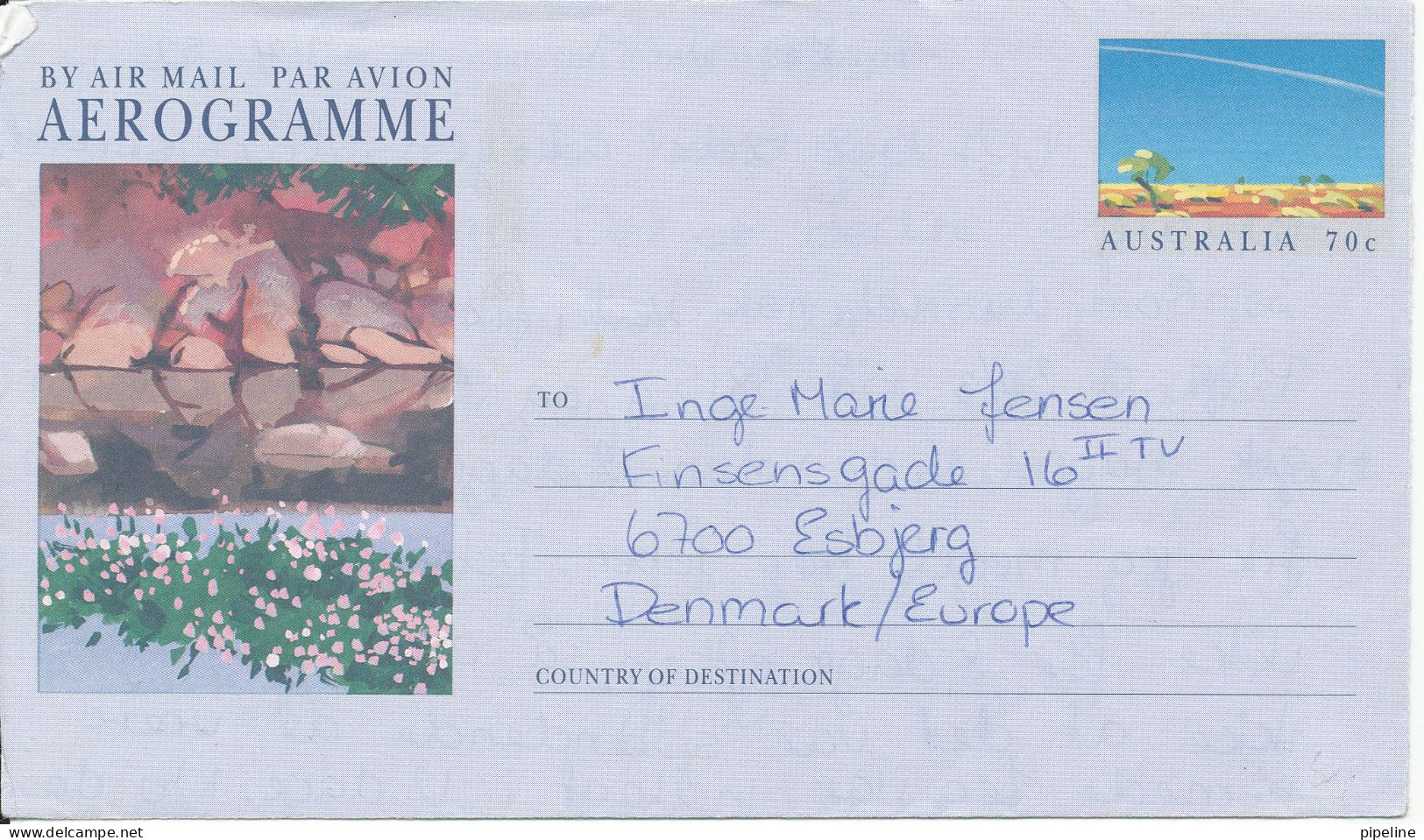 Australia Aerogramme Sent To Denmark 29-4-1992 No Postmark - Aerograms