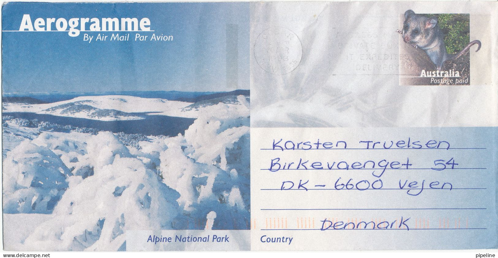 Australia Aerogramme Sent To Denmark 20-4-1998 - Luchtpostbladen