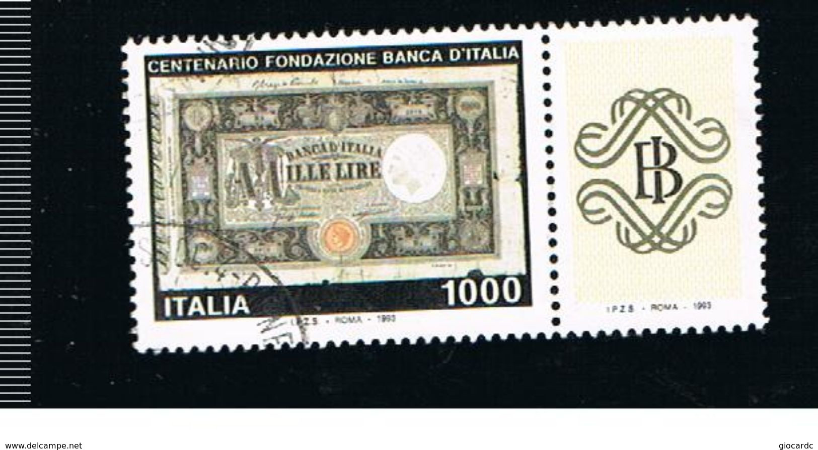 ITALIA REPUBBLICA  - SASS. 2080   -   1993   BANCA D' ITALIA 1000  (WITH LABEL )     -            USATO - RIF. 30609 - 1991-00: Oblitérés