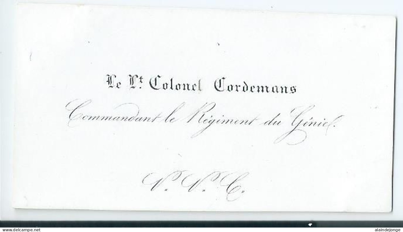 Porseleinkaart - Carte Porcelaine - Commandant Le Régiment Du Génie - Colonel Cordemans - 8x4,5cm - Ref 13 - Porcelana