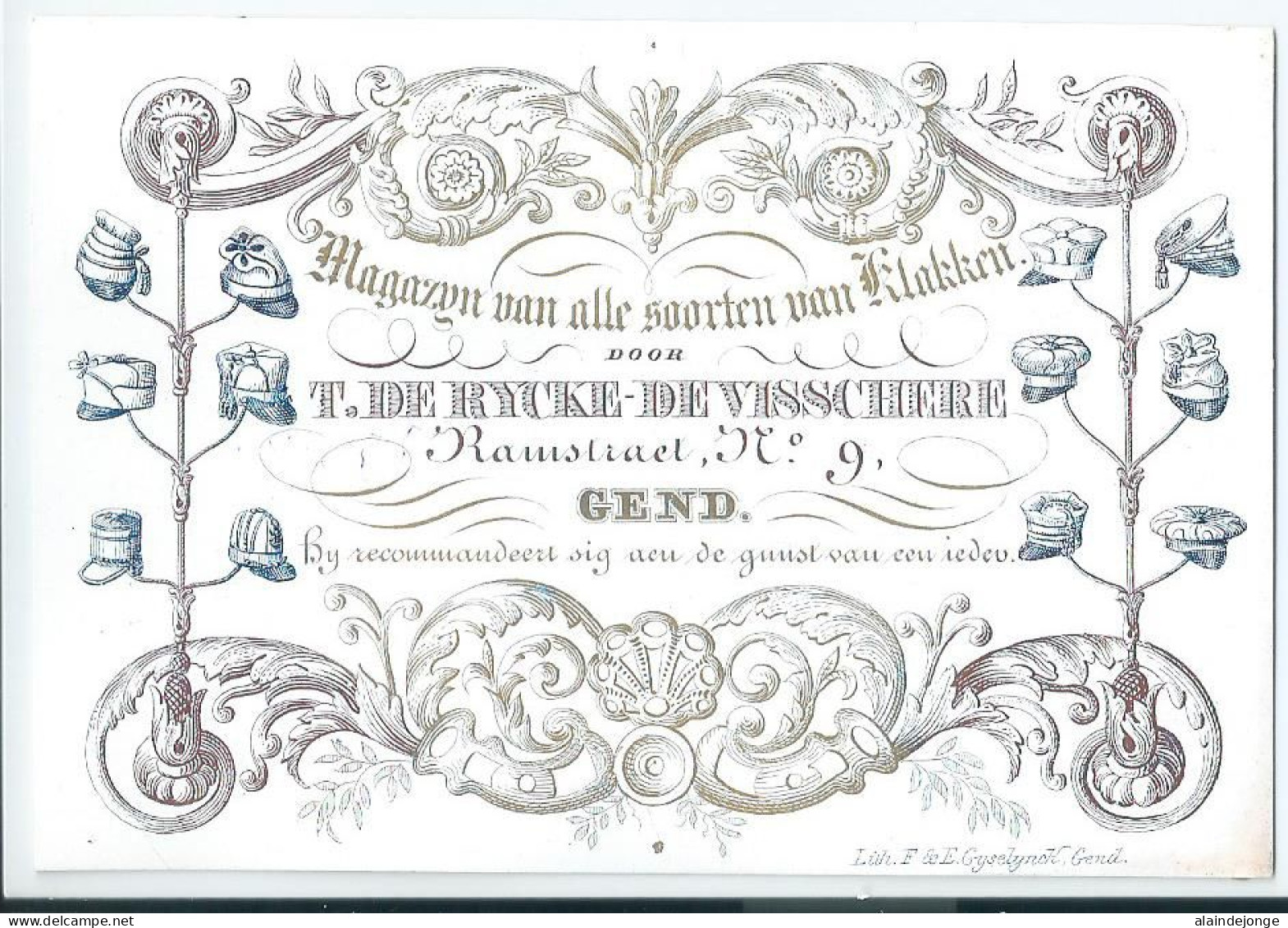 Porseleinkaart - Carte Porcelaine - Gent - Gand - Ramstraat - 11,5x8cm - Ref 40 - Porzellan