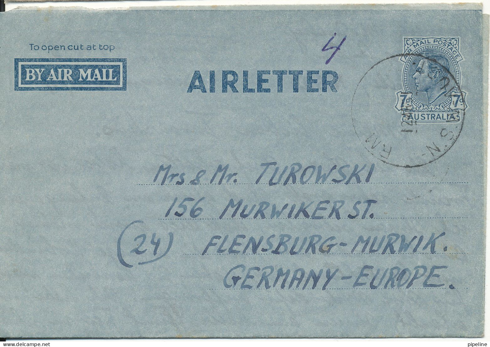 Australia Aerogramme Sent To Germany 11-3-1951 - Postal Stationery