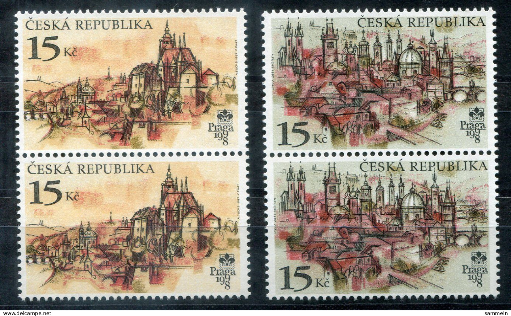 TSCHECHISCHE REPUBLIK 156-157 (2) Aus Bogen Mnh - Praga '98 - CZECH REPUBLIC / RÉPUBLIQUE TCHÈQUE - Unused Stamps