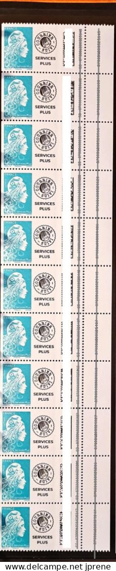 Roulette Bande De 11 Timbres Marianne D'YZ Turquoise Service Plus Ref Y&T A-2227 Gommé - Rollo De Sellos