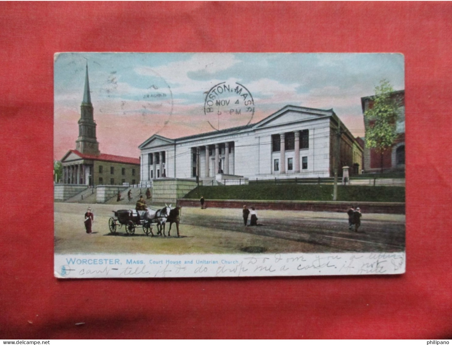 Court House &  Unitarin Church. Tuck Series.  Worcester  Massachusetts            Ref 6356 - Worcester