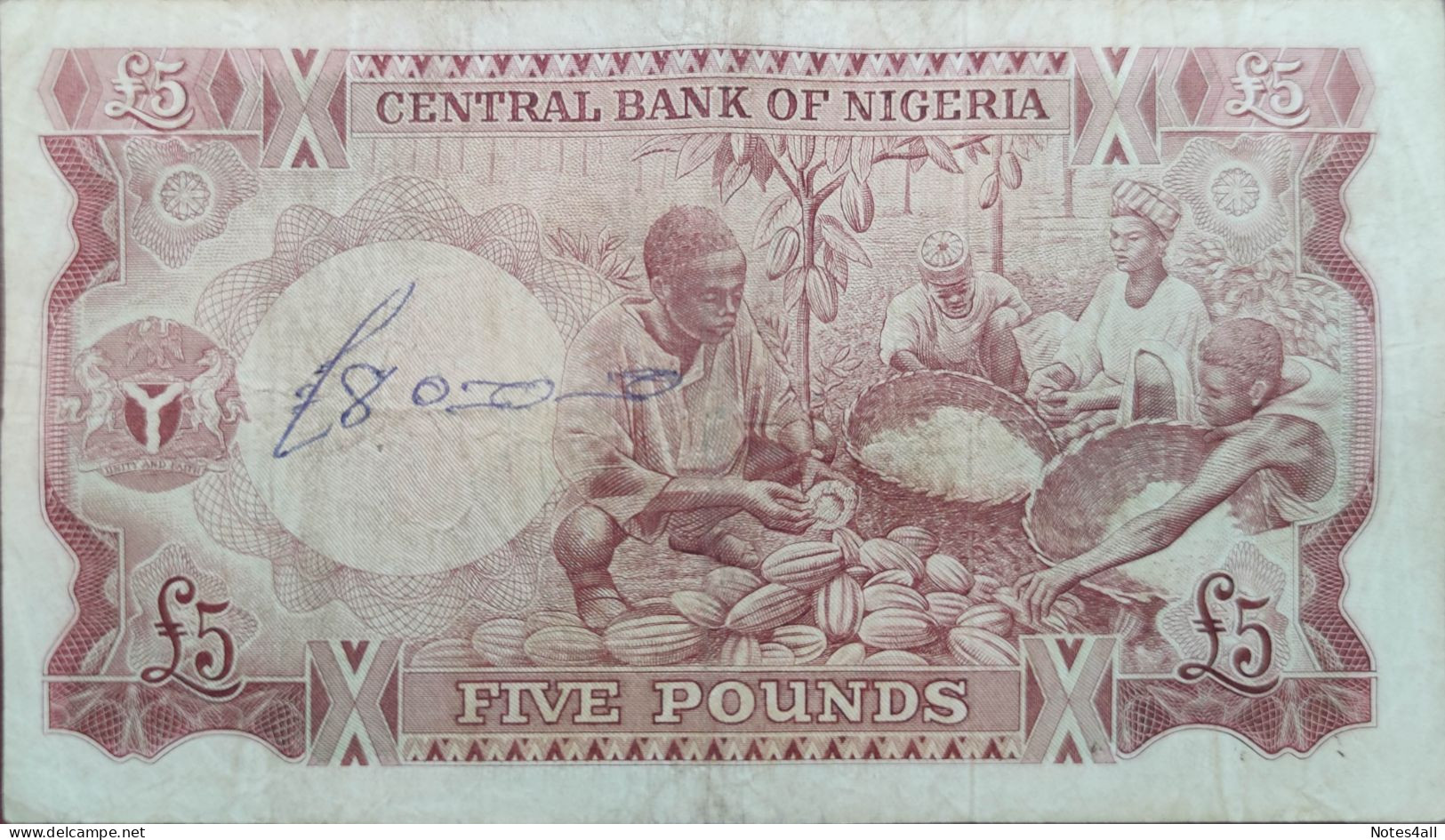 NIGERIA 5 POUNDS 1968 P-13a VF+ SERIES 34 480337 - Nigeria