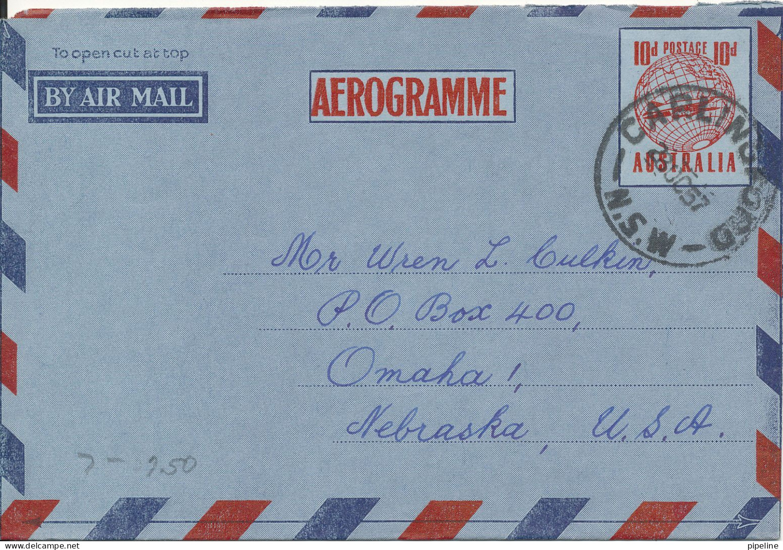 Australia Aerogramme Sent To USA Carlingford 28-10-1957 - Aerogramas