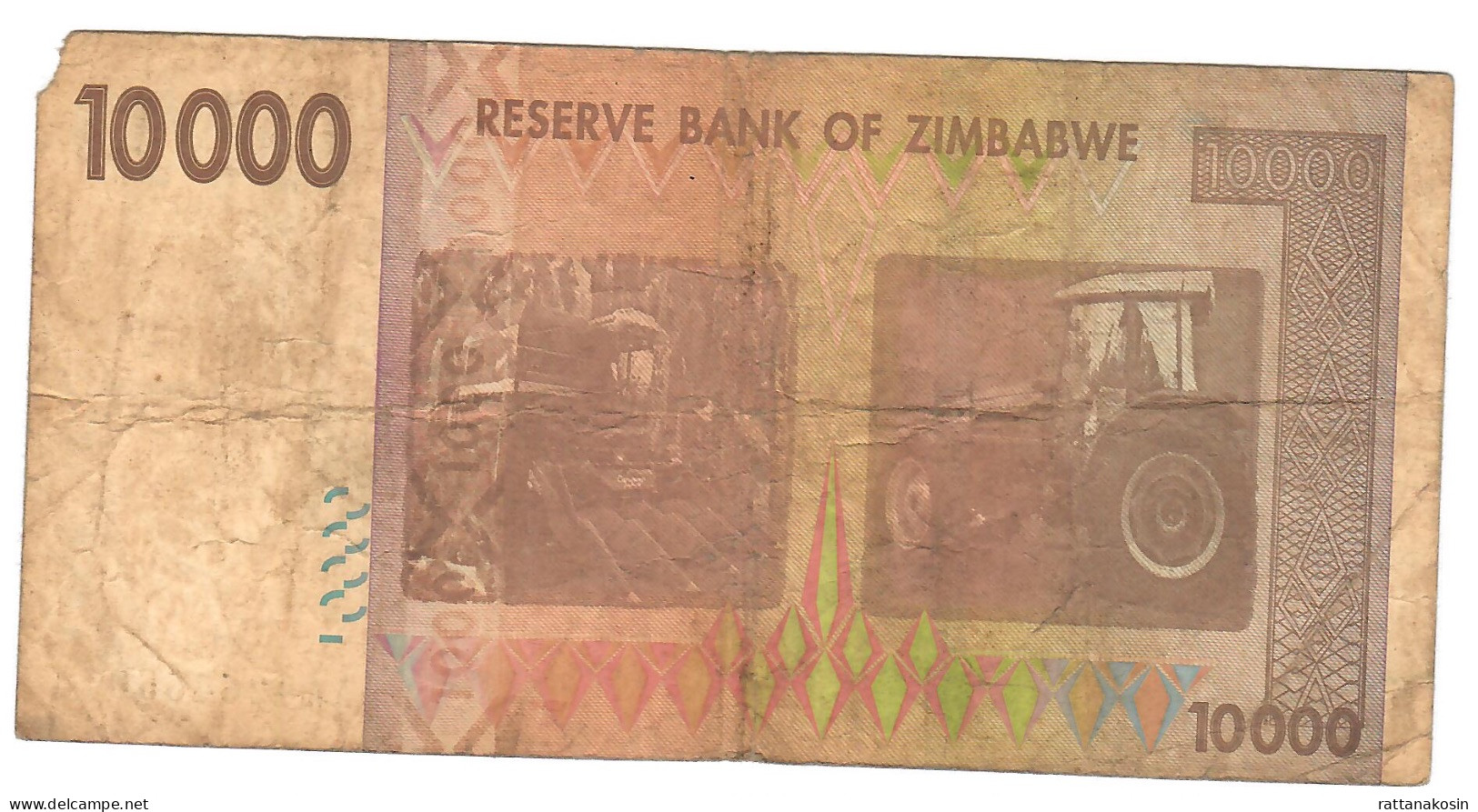 ZIMBABWE P72 10000 Or 10.000 DOLLARS 2008  #AA    VG-F - Zimbabwe