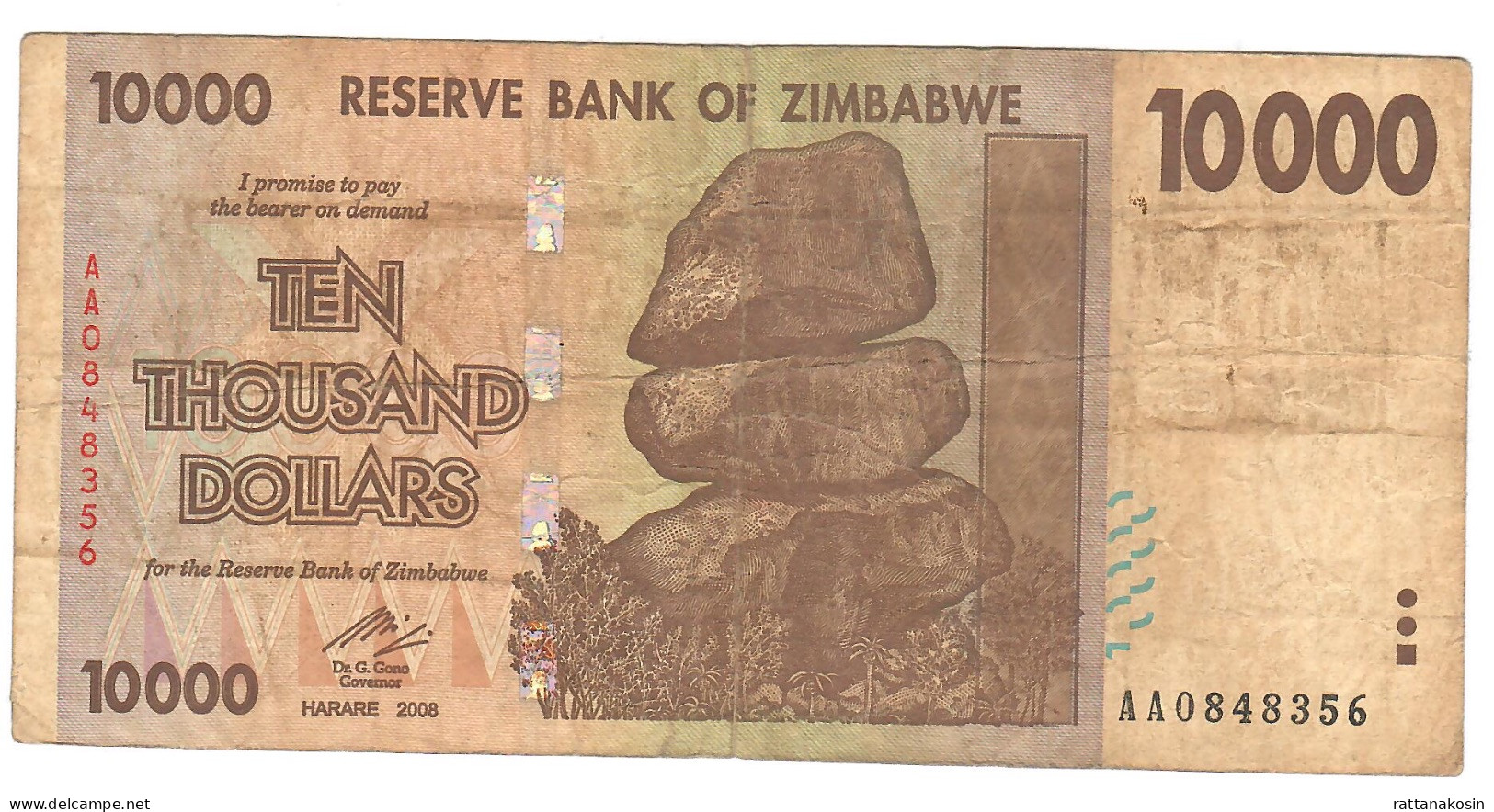 ZIMBABWE P72 10000 Or 10.000 DOLLARS 2008  #AA   FINE - Zimbabwe