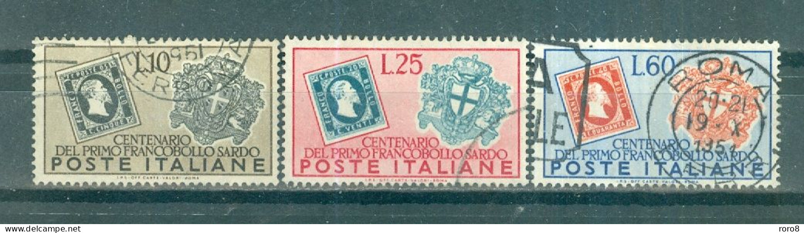 ITALIE - N°610 à 612 Oblitéré - Centenaire Du Timbre Sarde. - 1946-60: Used