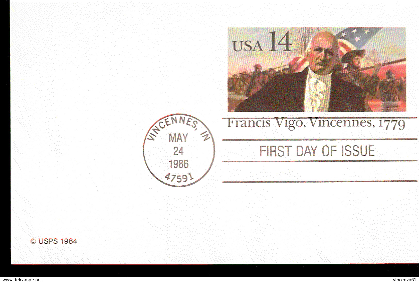 FRANCIS VIGO CARTA POSTALE 1986 - Independecia USA
