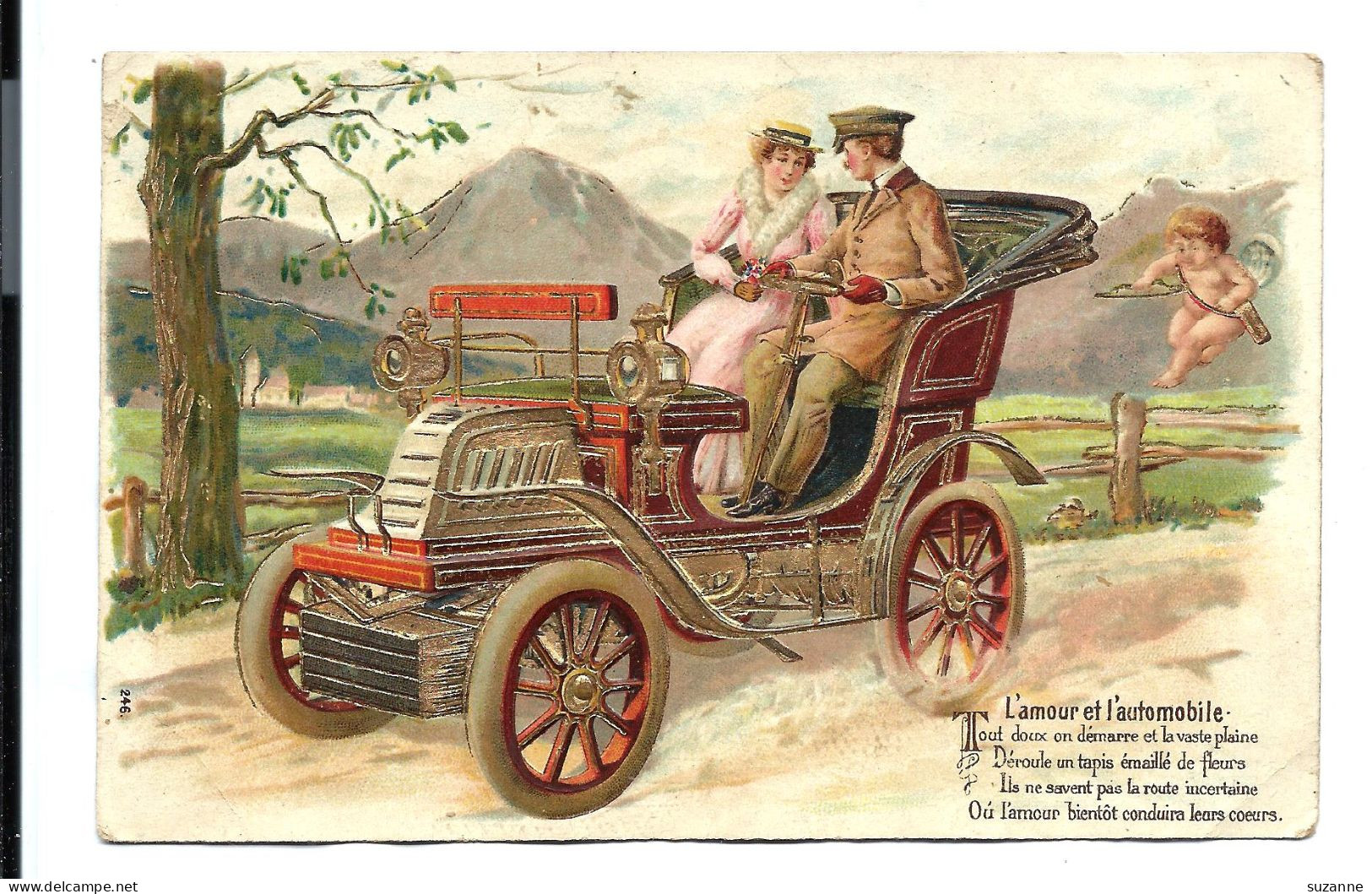 L'AMOUR Et L'AUTOMOBILE - Carte N°246 - Bien Gauffrée - Ange - Angel - PKW