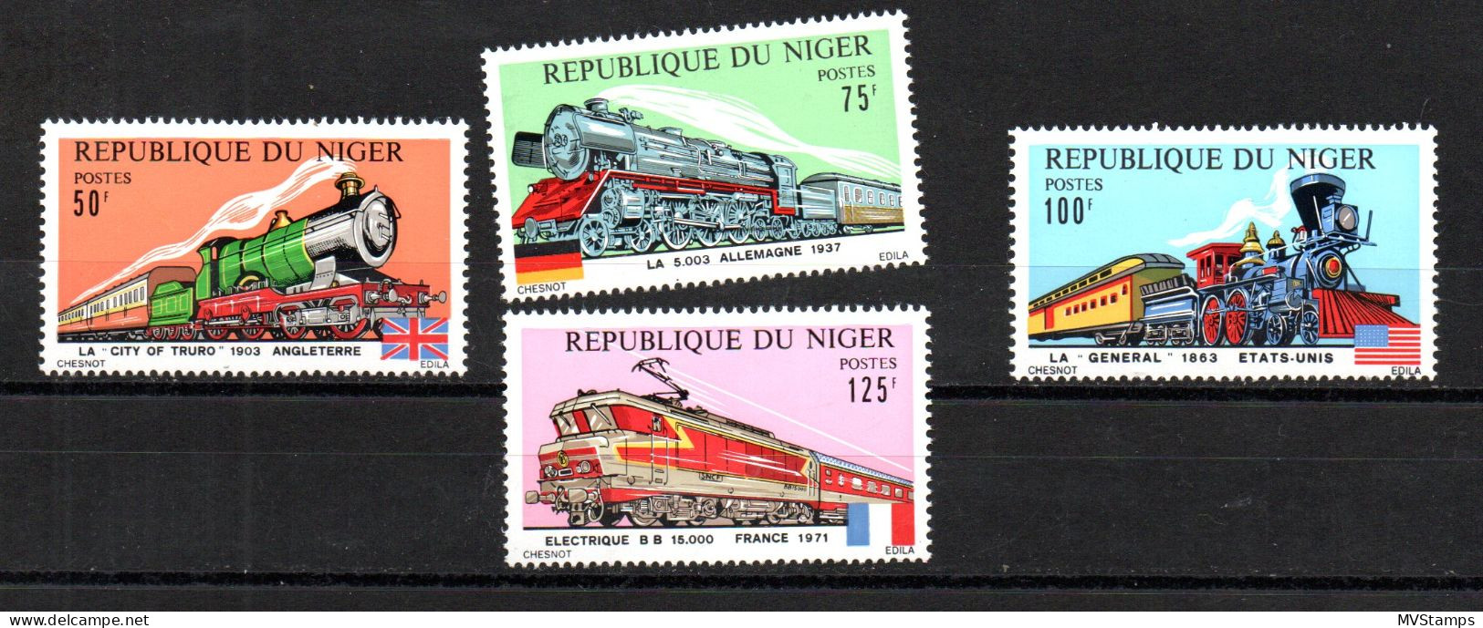Niger 1975 Satz 460/63 Trains/Eisenbahn/Zuge Postfrisch - Níger (1960-...)